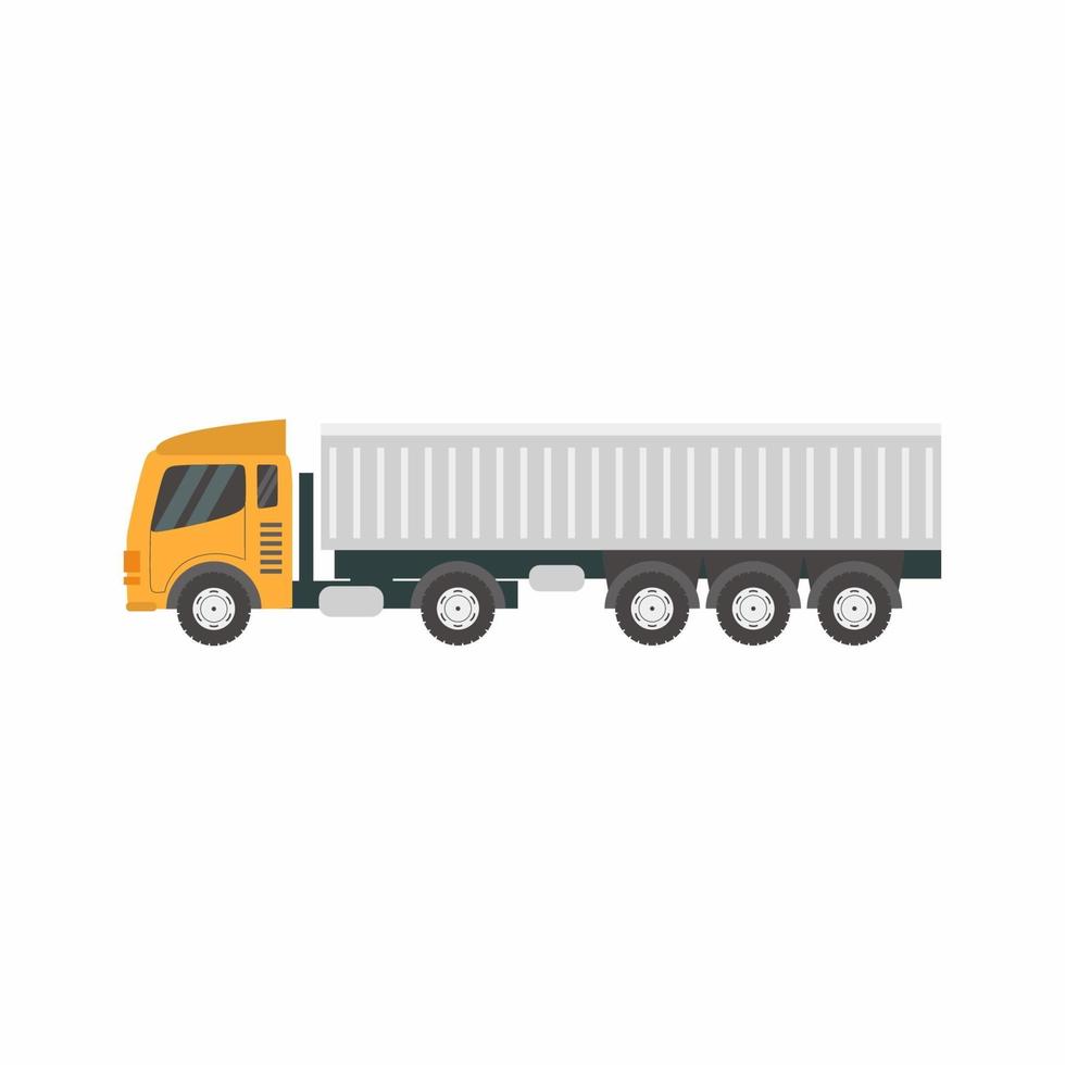 Loading cargo in the truck isometric vector illustration. Vehicle for delivery in flat cartoon style. Delivery, freight cargo transportation industry, logistic transfer service  concept.