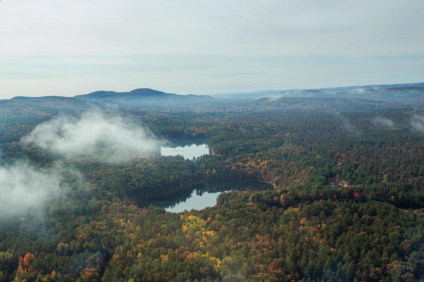 Aerial view of New England in the fall season photo