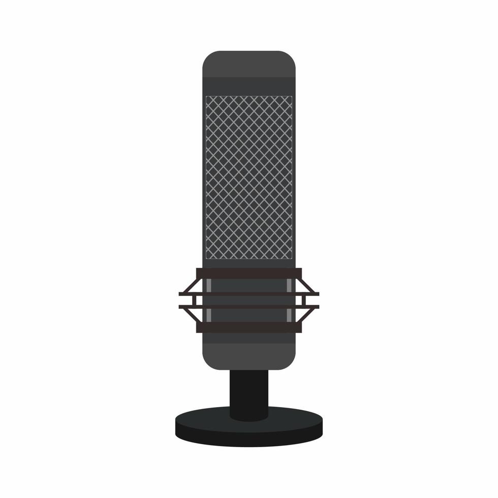 micrófono micrófono para podcaster, broadcaster, streamer con sonido de calidad. concepto de estudio de grabación. vector ilustración plana, icono, diseño de logotipo aislado sobre fondo blanco.