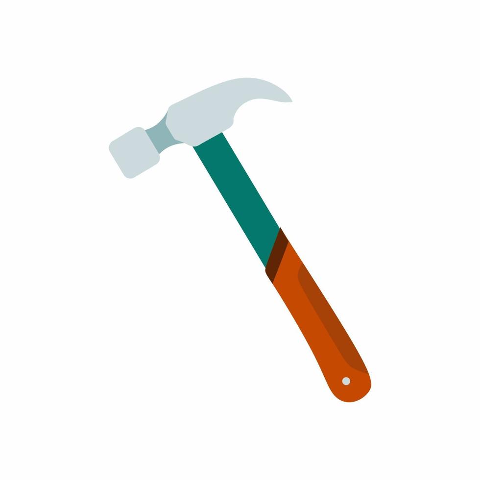 Hammer icon isolated on white background. Building tools in cartoon flat design. Mechanic and handyman tools concept. Vector illustration can be used for web and mobile graphic design, logo