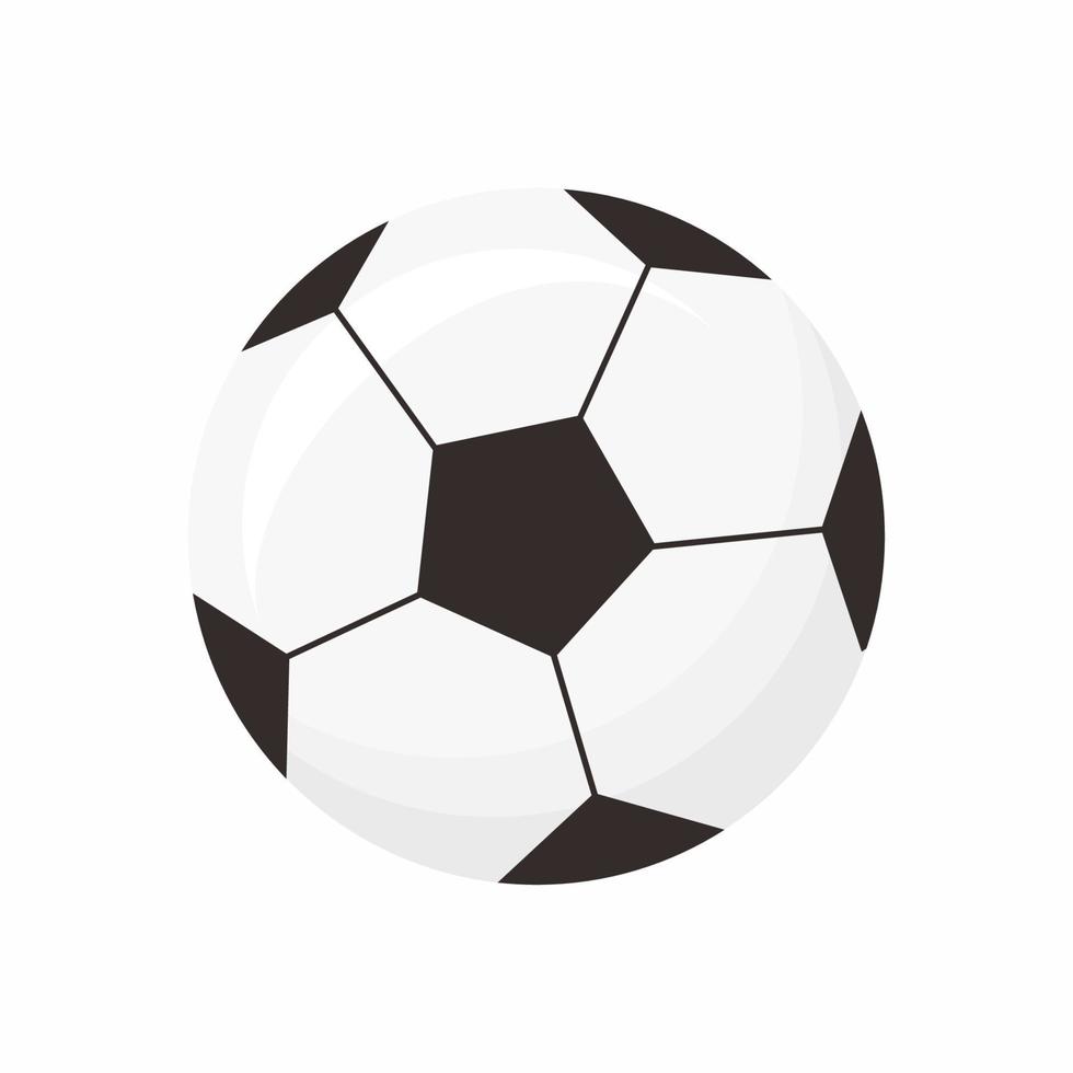 icono de plano del deporte de pelota de fútbol. Balón de fútbol en estilo de dibujos animados aislado sobre fondo blanco. equipo para hacer ejercicio. campeonato juego final juego competición deportiva. icono de vector para ilustración web