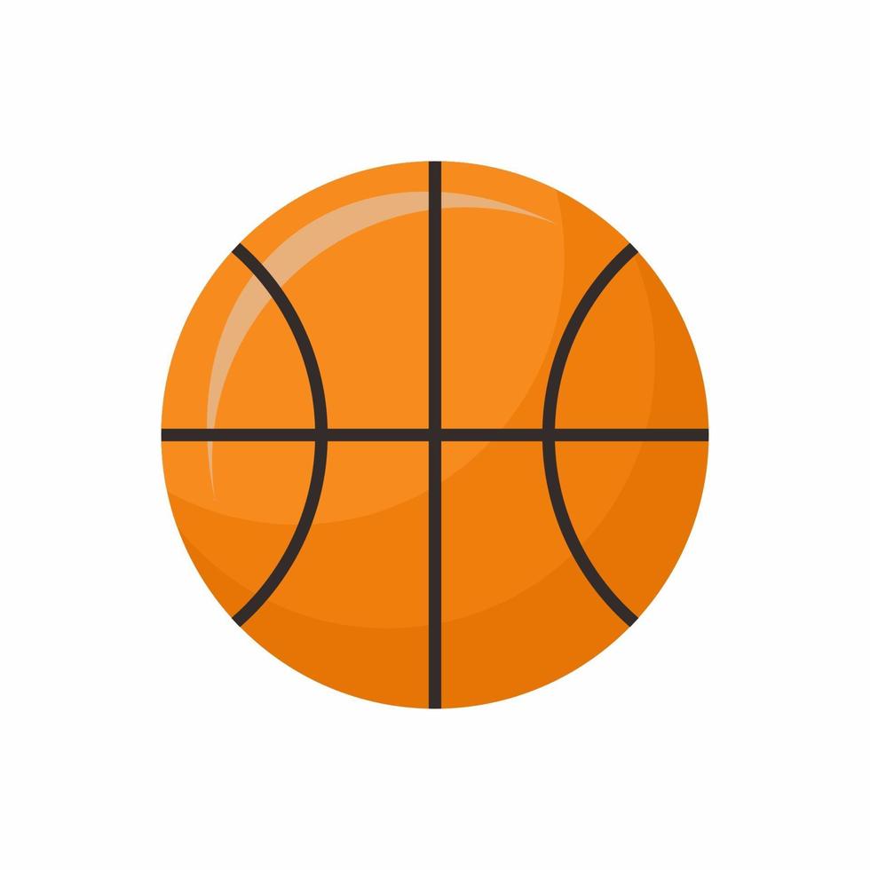 Basketball minimalistic flat icon design isolated on white background. Sport ball with orange colored. Modern emblem for sport news or team. Vector colorful graphics illustration
