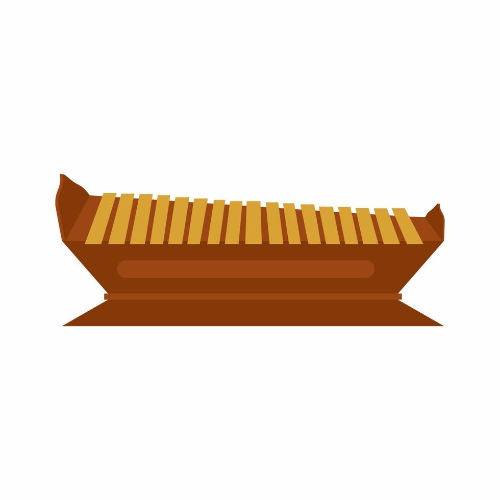 Gambang, a traditional percussion instrument flat icon design element. Called a gambang kayu. Instrument used among peoples of Indonesia in gamelan and kulintang. Javanese musical concept vector