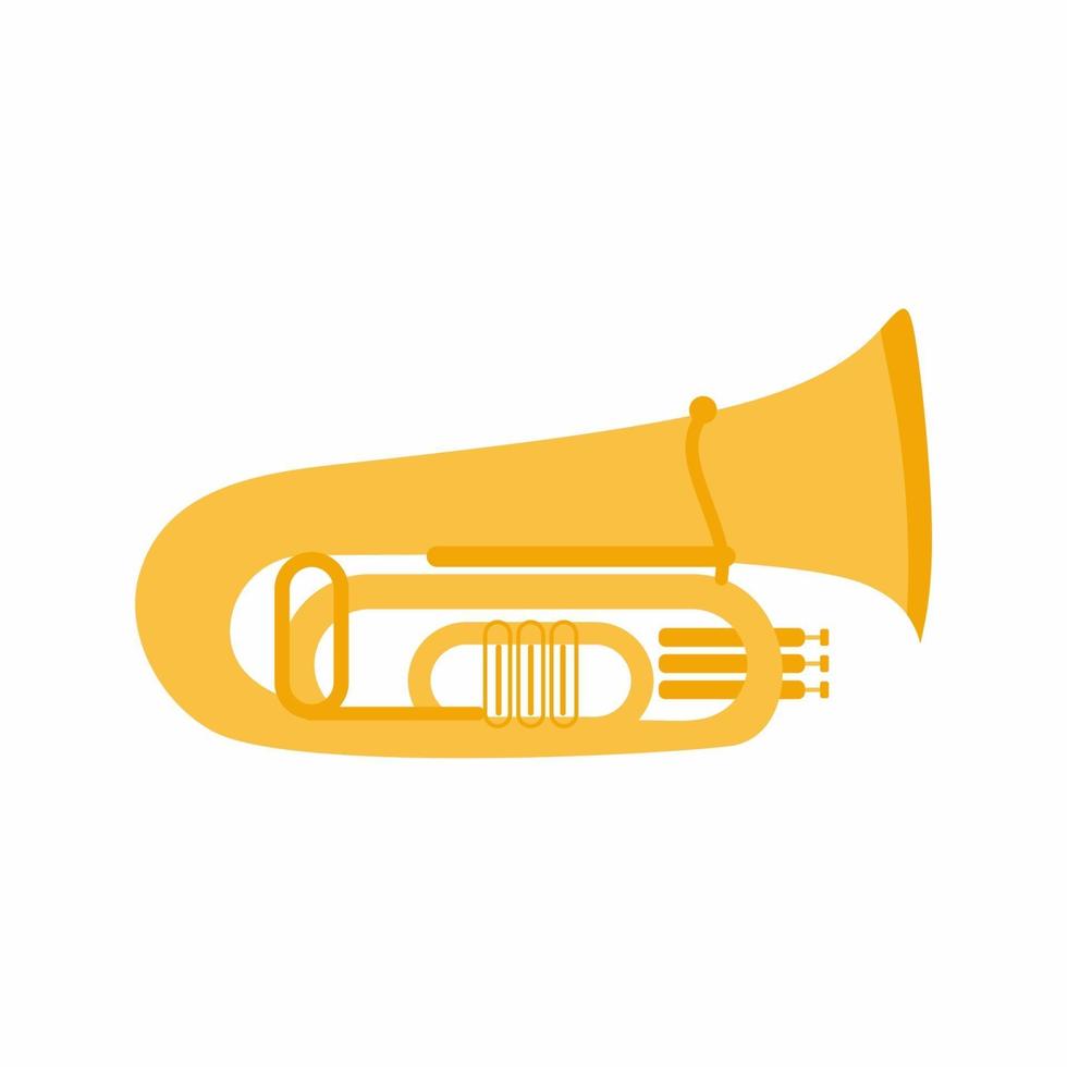 Tuba icon. Flat cartoon design element. Musical object concept vector for your design work, presentation, website or others. Vector illustration isolated on white background