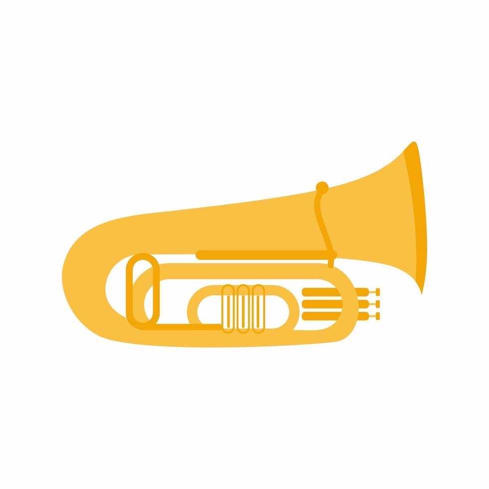 icono de tuba. elemento de diseño de dibujos animados planos. vector de concepto de objeto musical para su trabajo de diseño, presentación, sitio web u otros. ilustración vectorial aislado sobre fondo blanco.