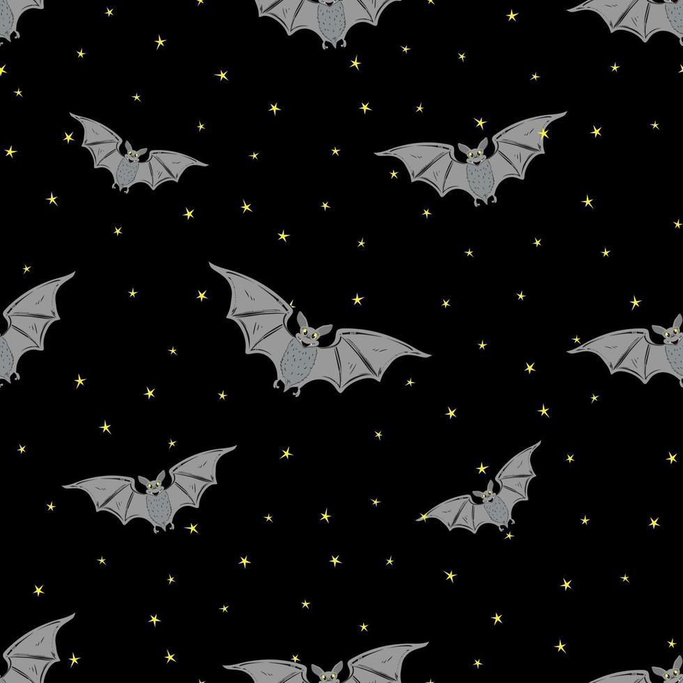 patrón sin fisuras con murciélagos en el cielo. diseño divertido para niños. vector