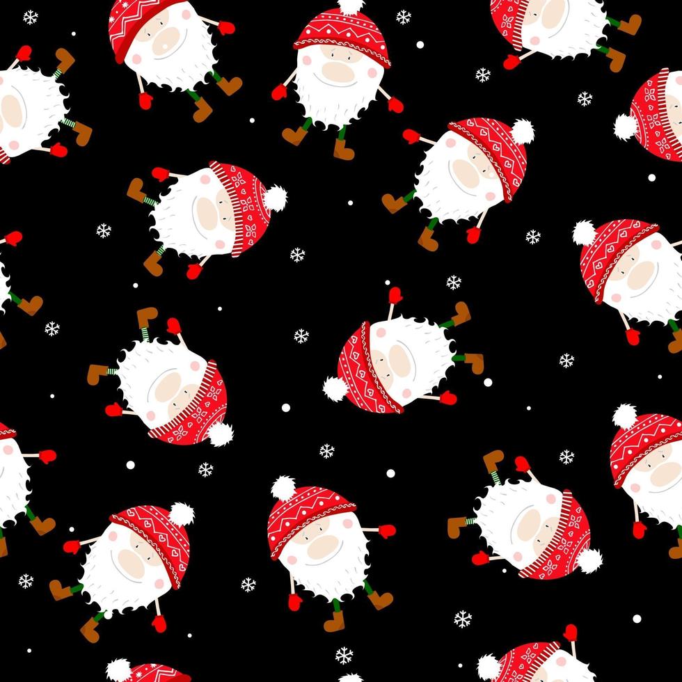 Seamless vector pattern with Christmas gnomes. For wrapping paper, textiles, fabric and design idea for Christmas.