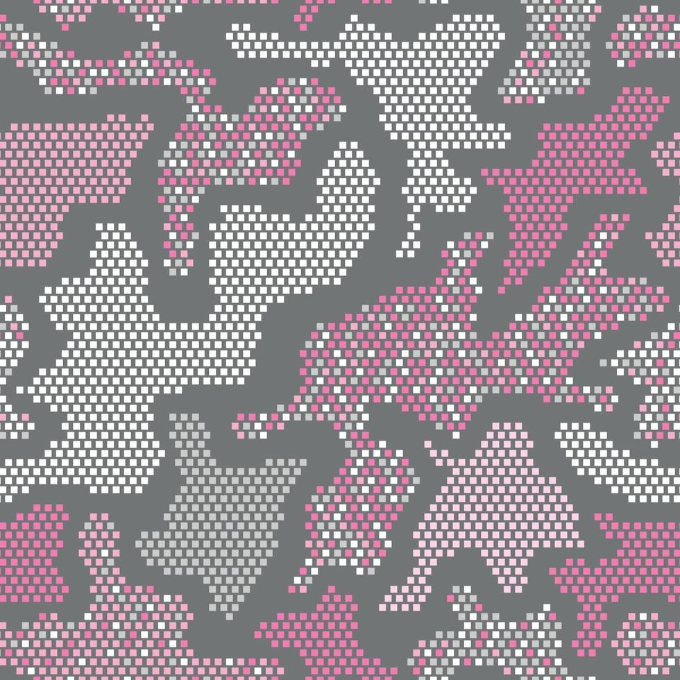 Camouflage graphic print. Creative vector texture. Pink repeated color vector camouflage with squares. Seamless Pattern.