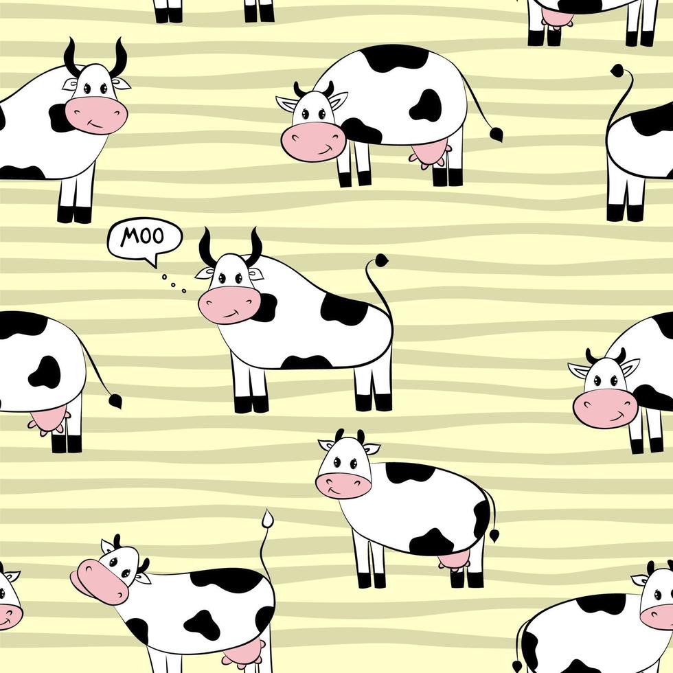 Funny background with cow. Ideal for branding, package, fabric and textile, wrapping paper. vector