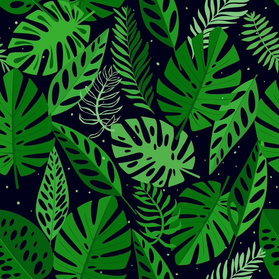 Seamless pattern with tropical leaves. Background for prints, fabric, wallpapers, wrapping paper. vector