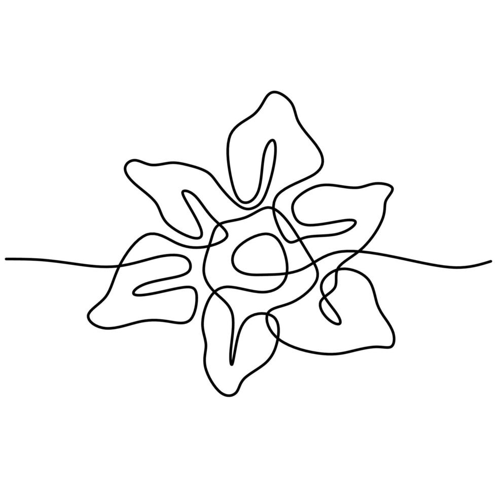 Narcissus one continuous line drawing flower. Suissen or Daffodil flower symbol of spring, youth, easter, ornament hand-drawn minimalist style  isolated on white background. Vector illustration