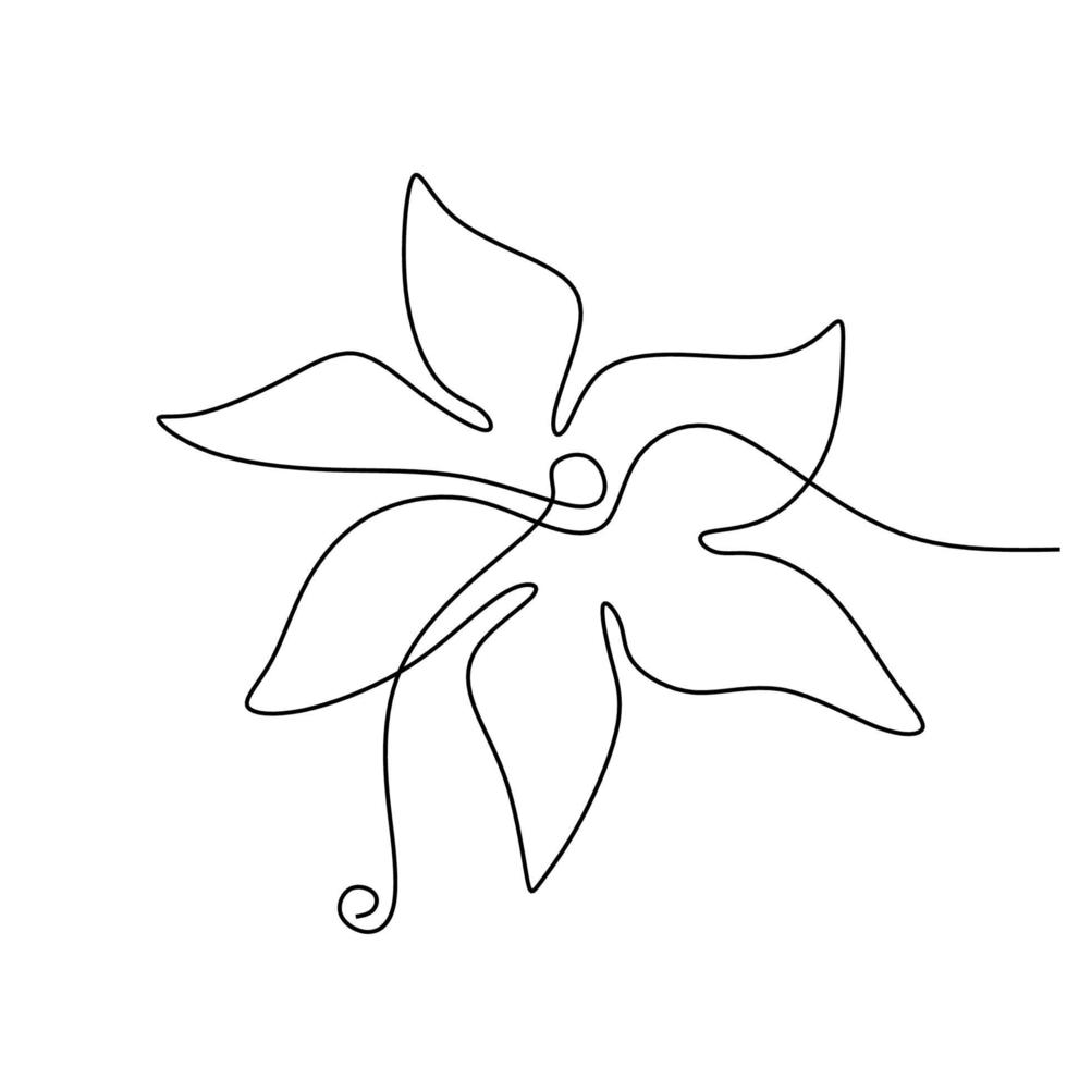 hermosas flores de azalea dibujo de línea continua. una flor floreciente aislada en el fondo blanco. símbolo de la primavera con flora botánica estilo minimalista de arte lineal dibujado a mano. ilustración vectorial vector