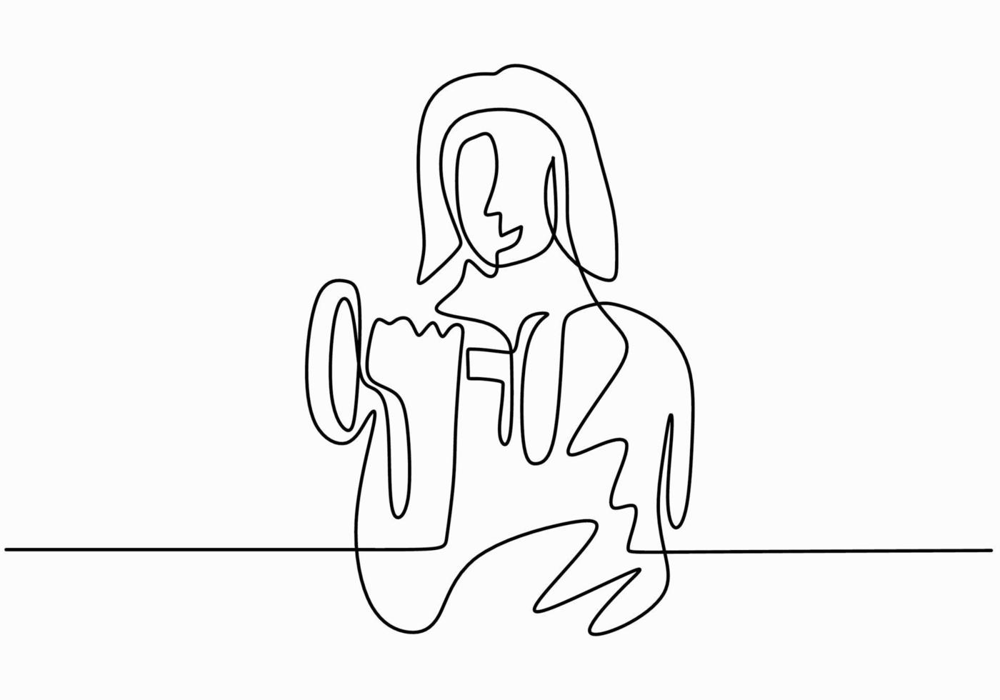 Continuous one line drawing of strong woman lifting weights. Young energetic girl exercise lifting barbell in gym fitness center. Squats with barbell linear design element. Vector illustration
