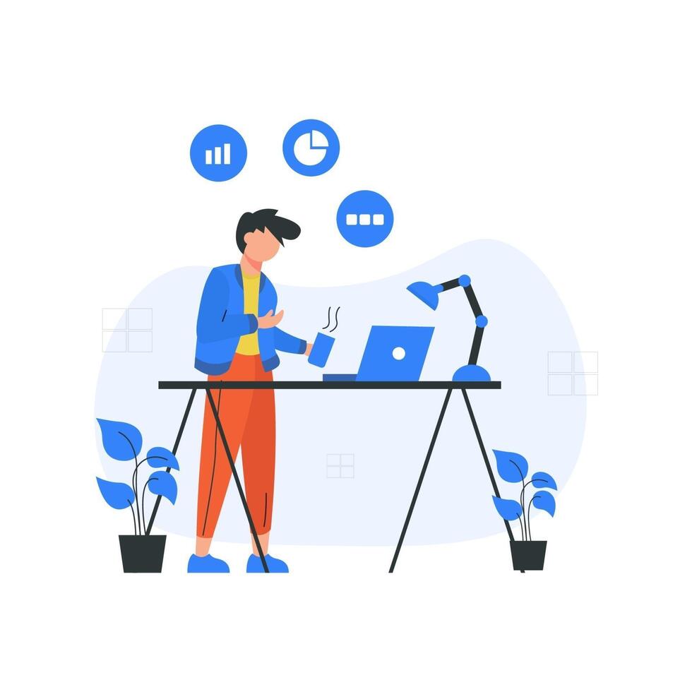 Internet marketing promotes and analyzes advertisements on social media vector illustration