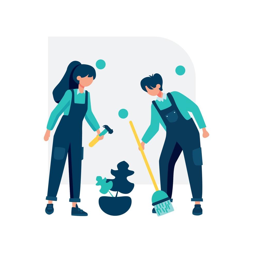 Cleaning service clean and maintain the room vector illustration