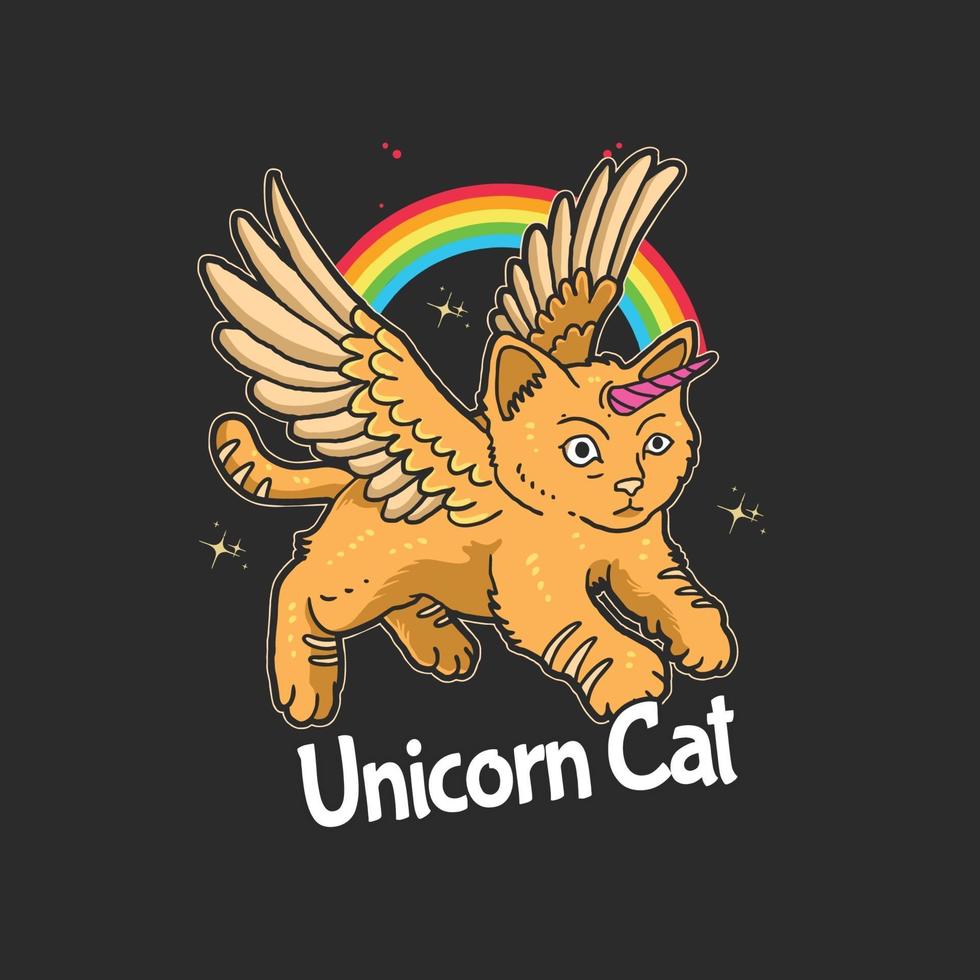 cute cat unicorn illustration vector