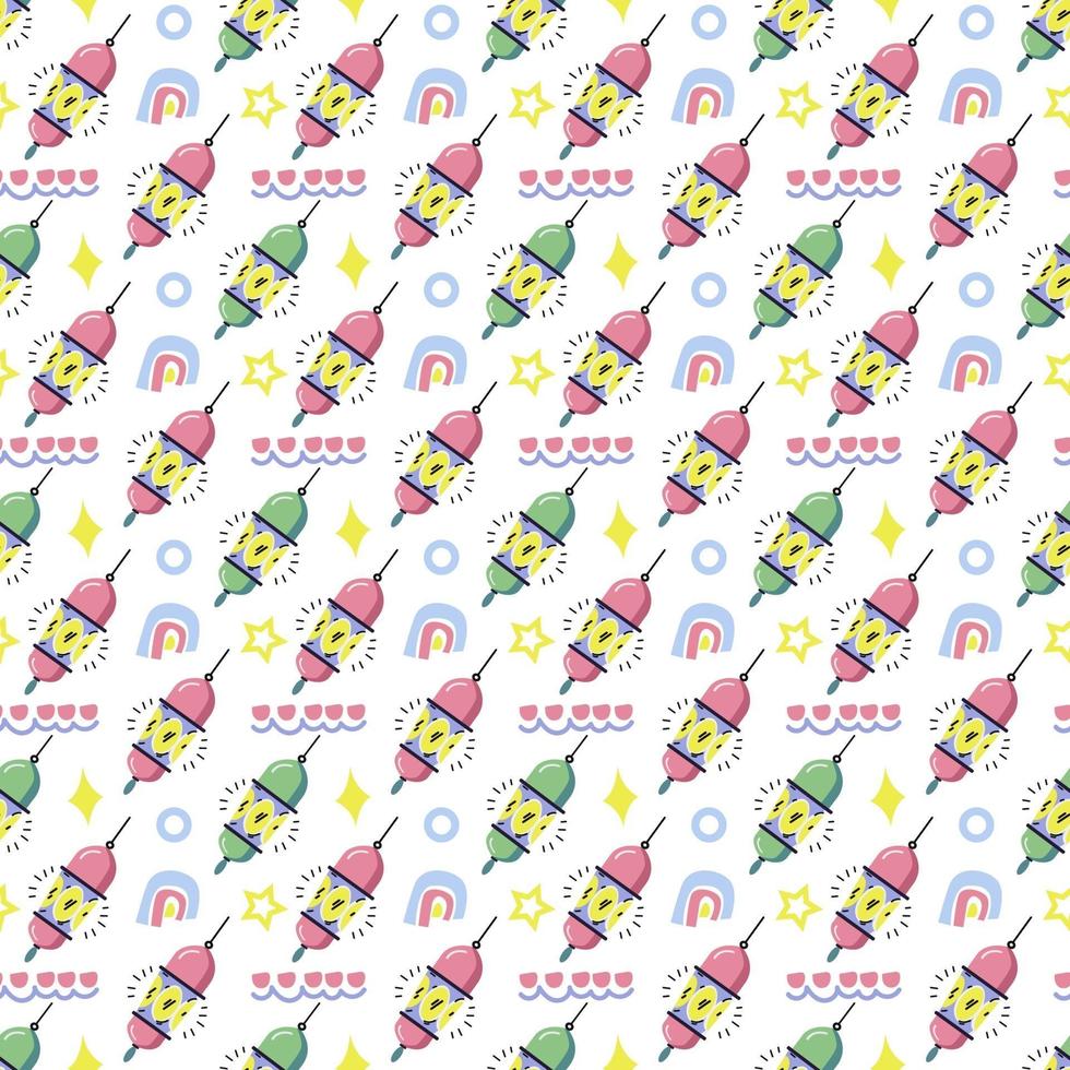 Muslim icons seamless pattern. Eid Mubarak background. Ramadan pattern vector