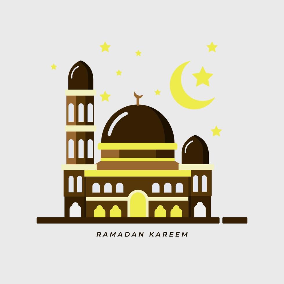 Ramadán kareem diseño de banner dibujo minimalista de mezquita vector
