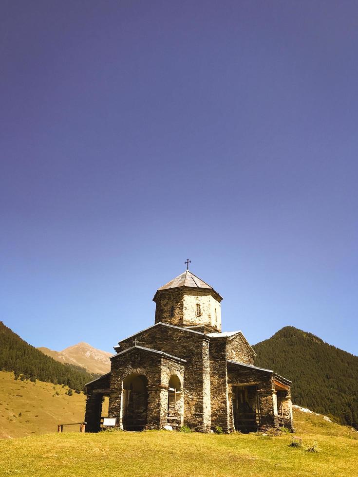 Shenako holy trinity church in Tusheti National Park photo