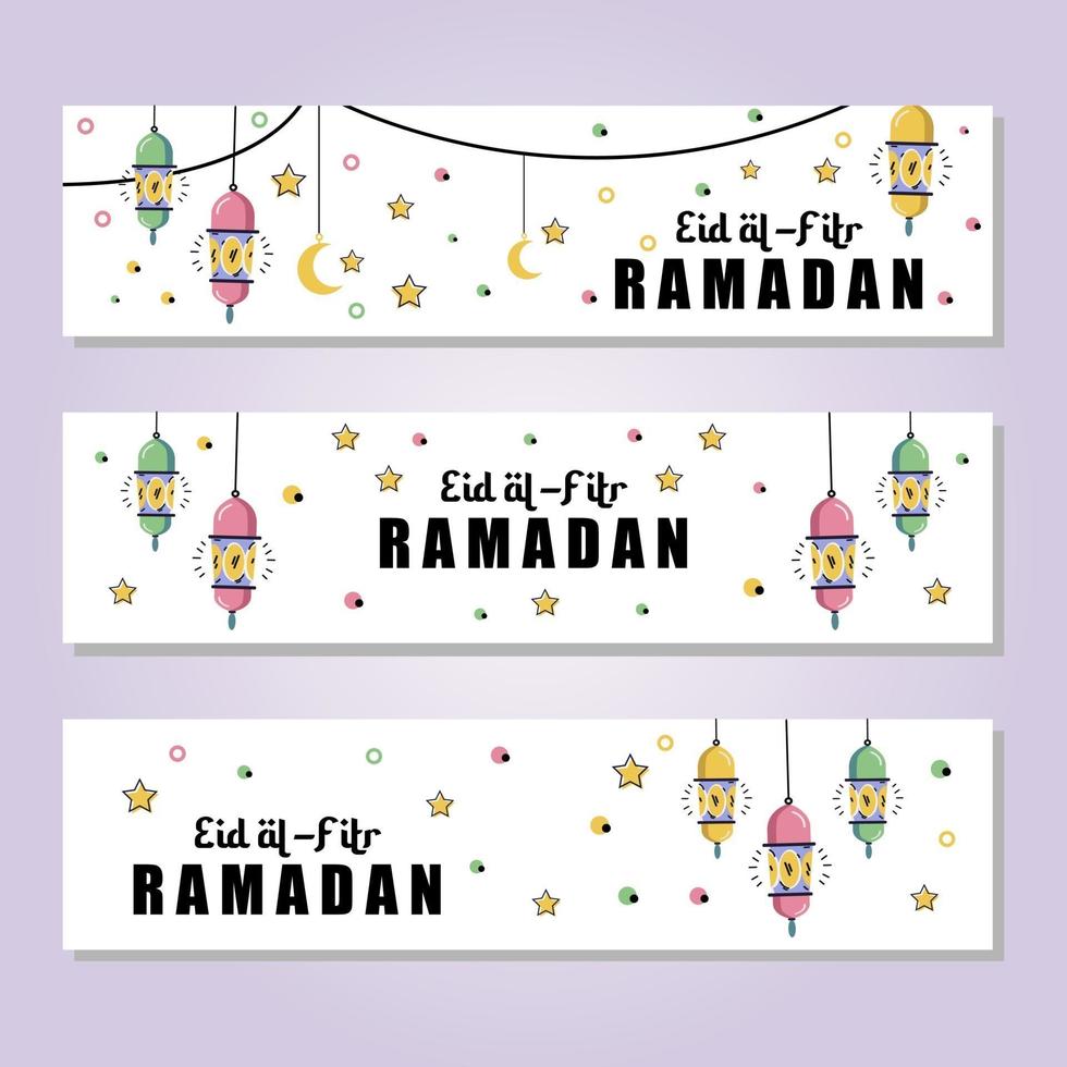 Set of Eid Al Fitr Banners vector