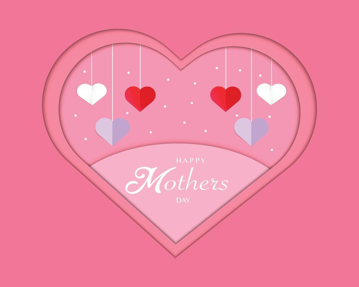 Happy Mothers Day With Paper Heart vector