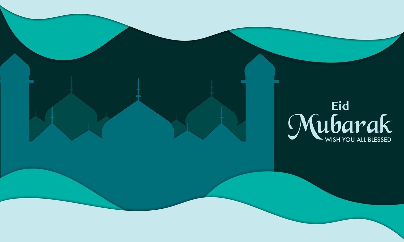 Eid Mubarak Paper Wave Background vector