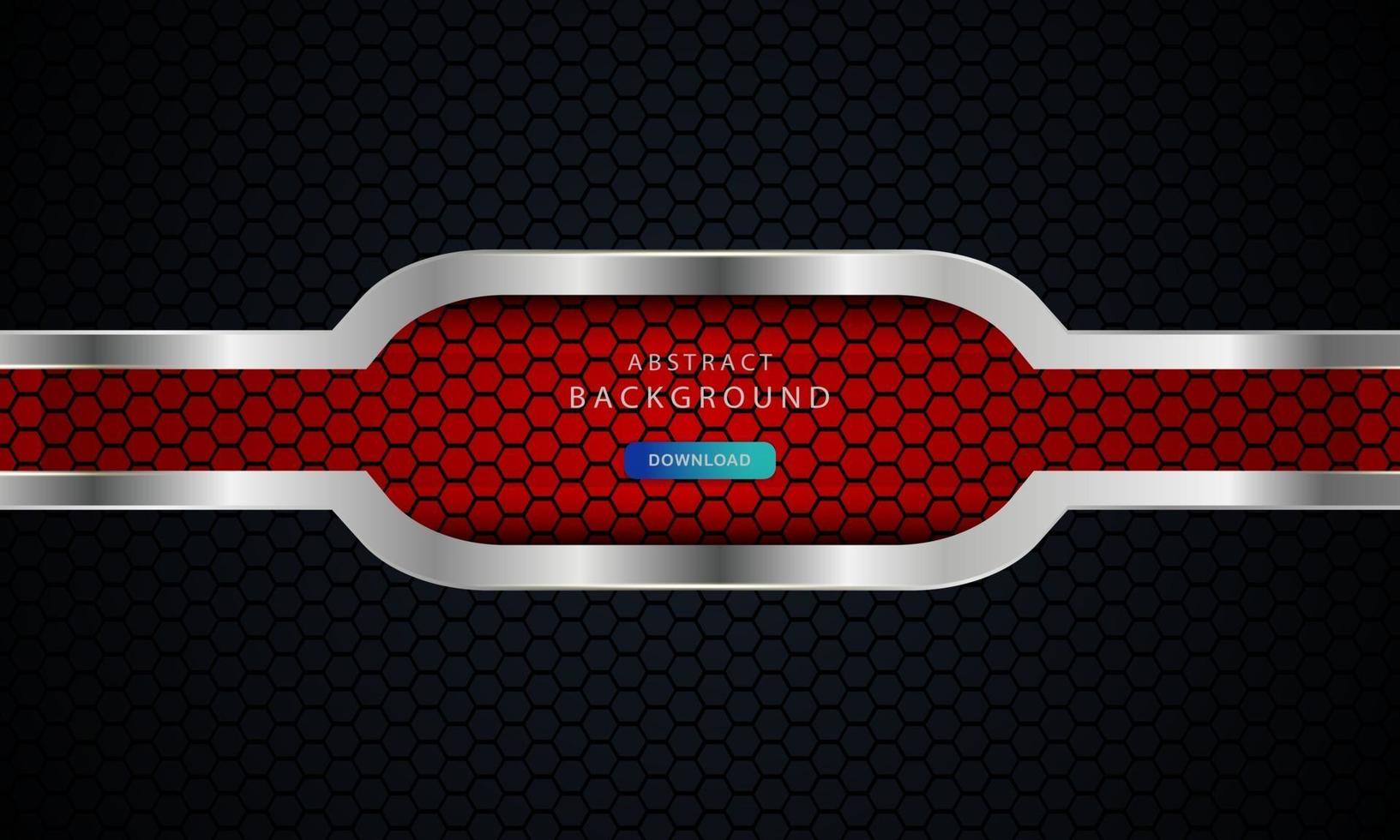 Abstract dark red on metallic lines with hexagon mesh pattern design, vector illustration on dark futuristic modern background.