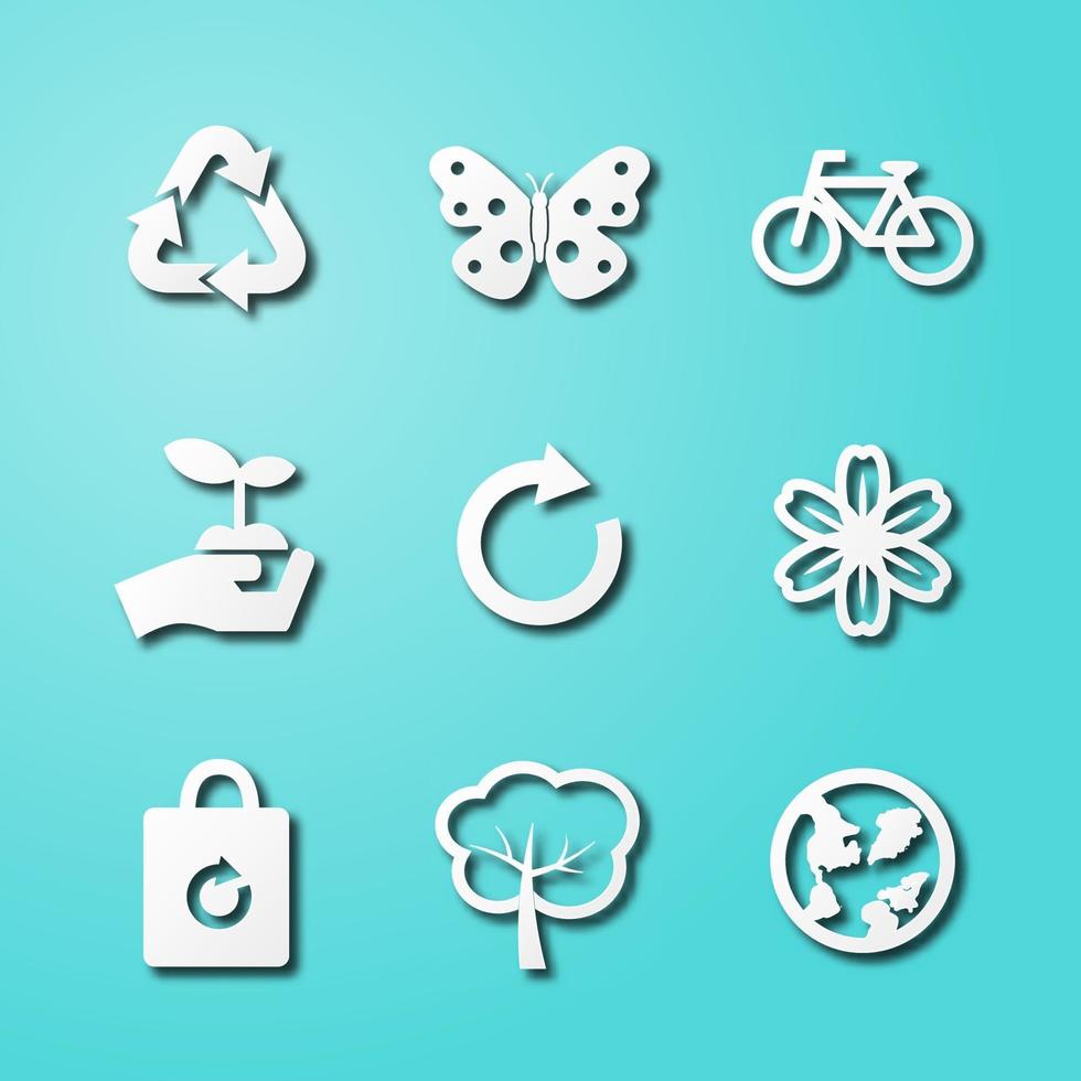 ecology paper art icons vector