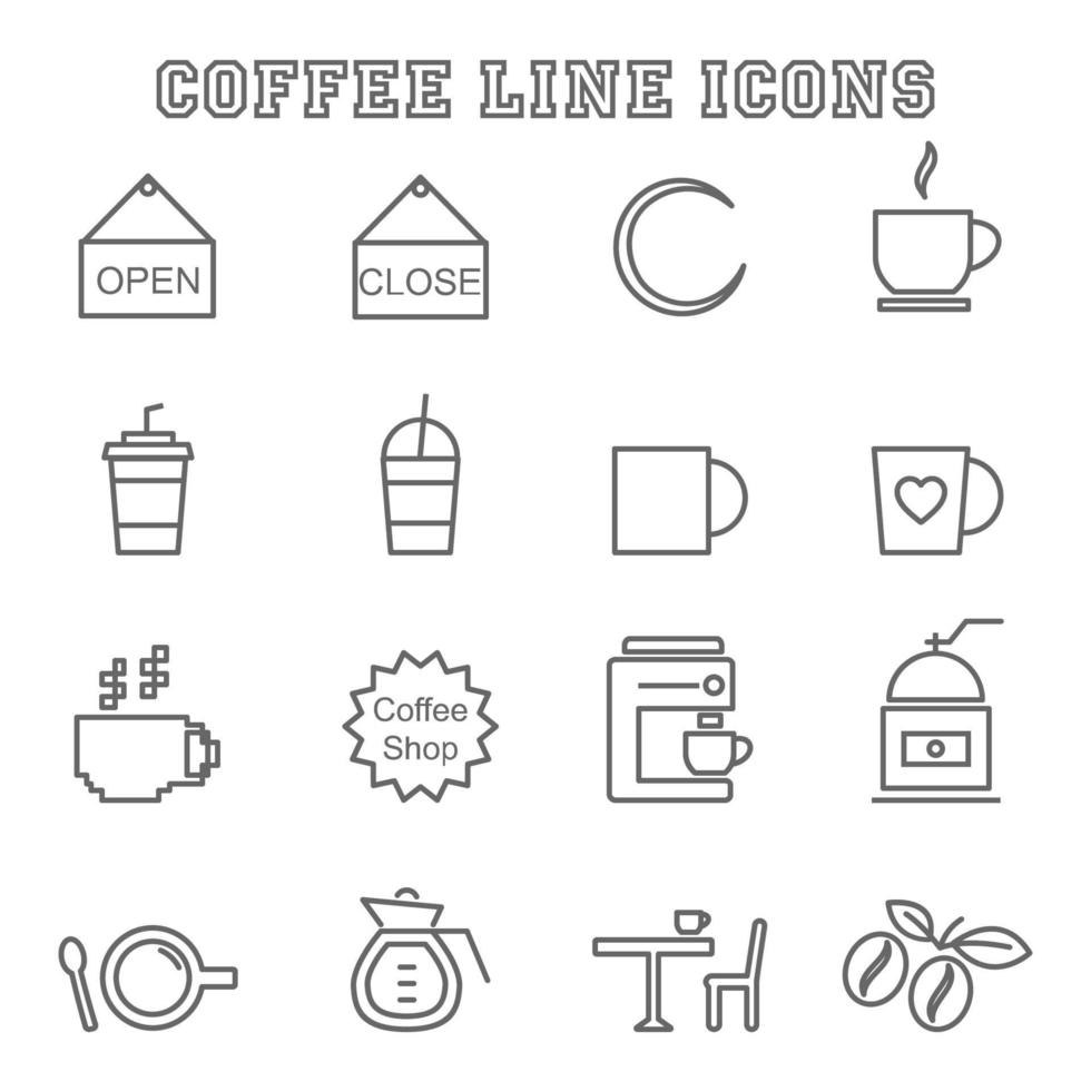 iconos de línea de cafetería vector