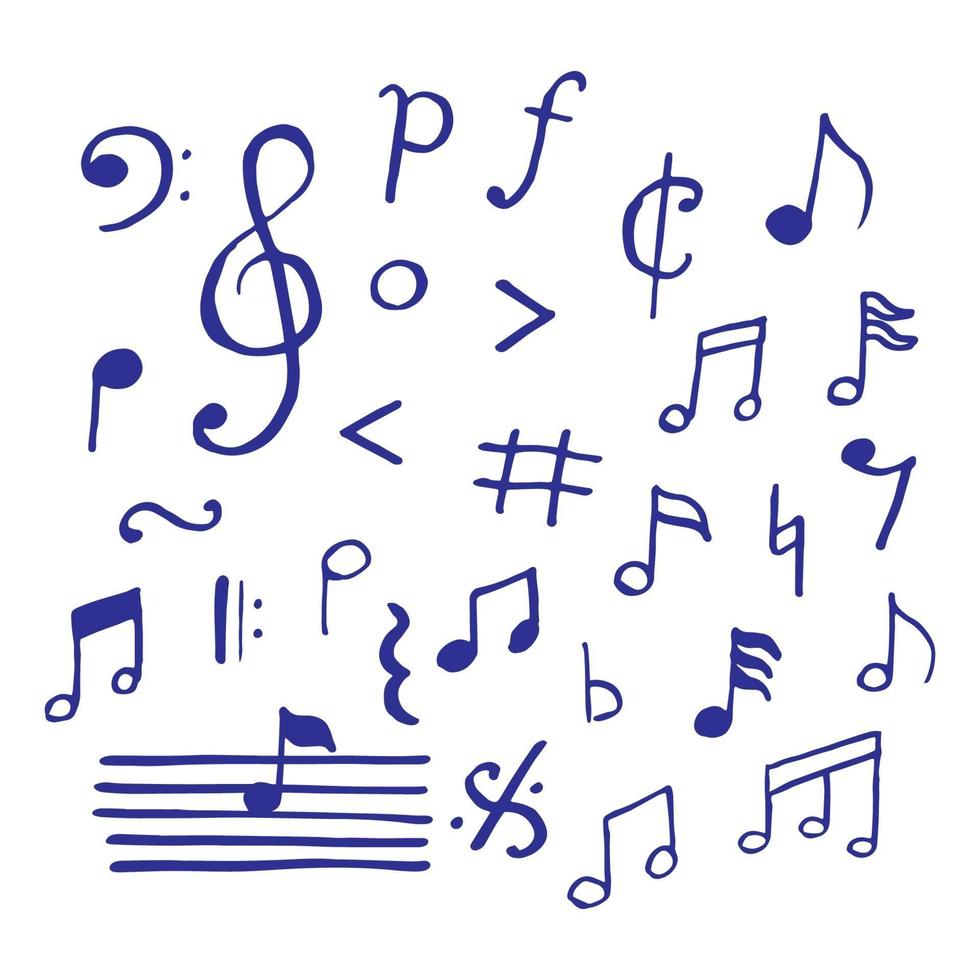 notas musicales, garabato vector