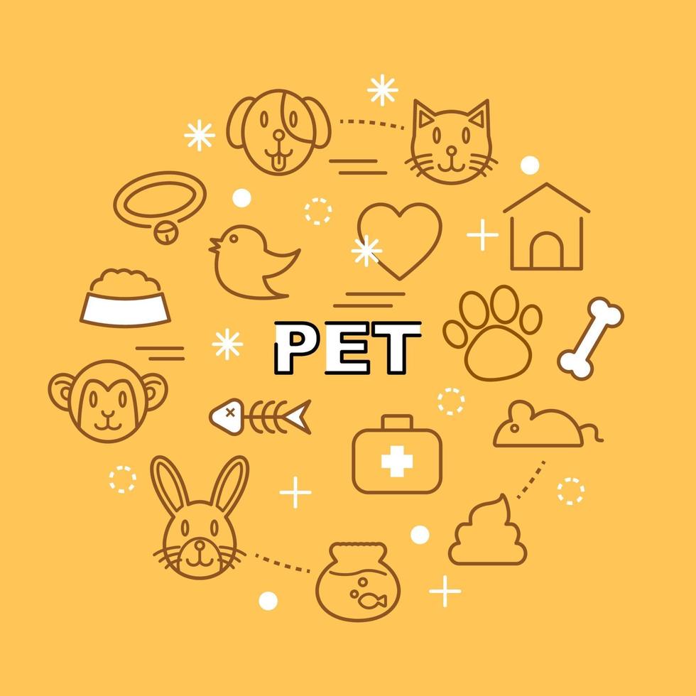 pet minimal outline icons vector