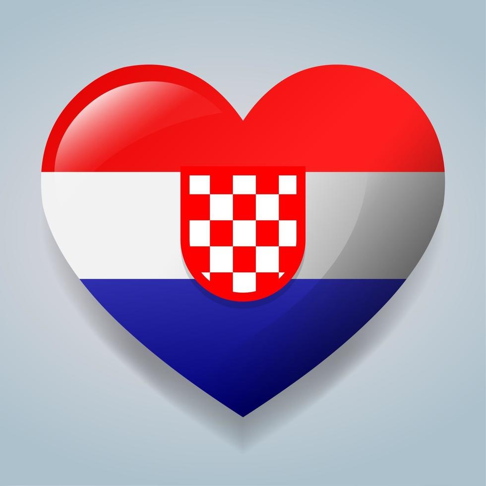 corazón, con, croacia, bandera, símbolo, ilustración vector