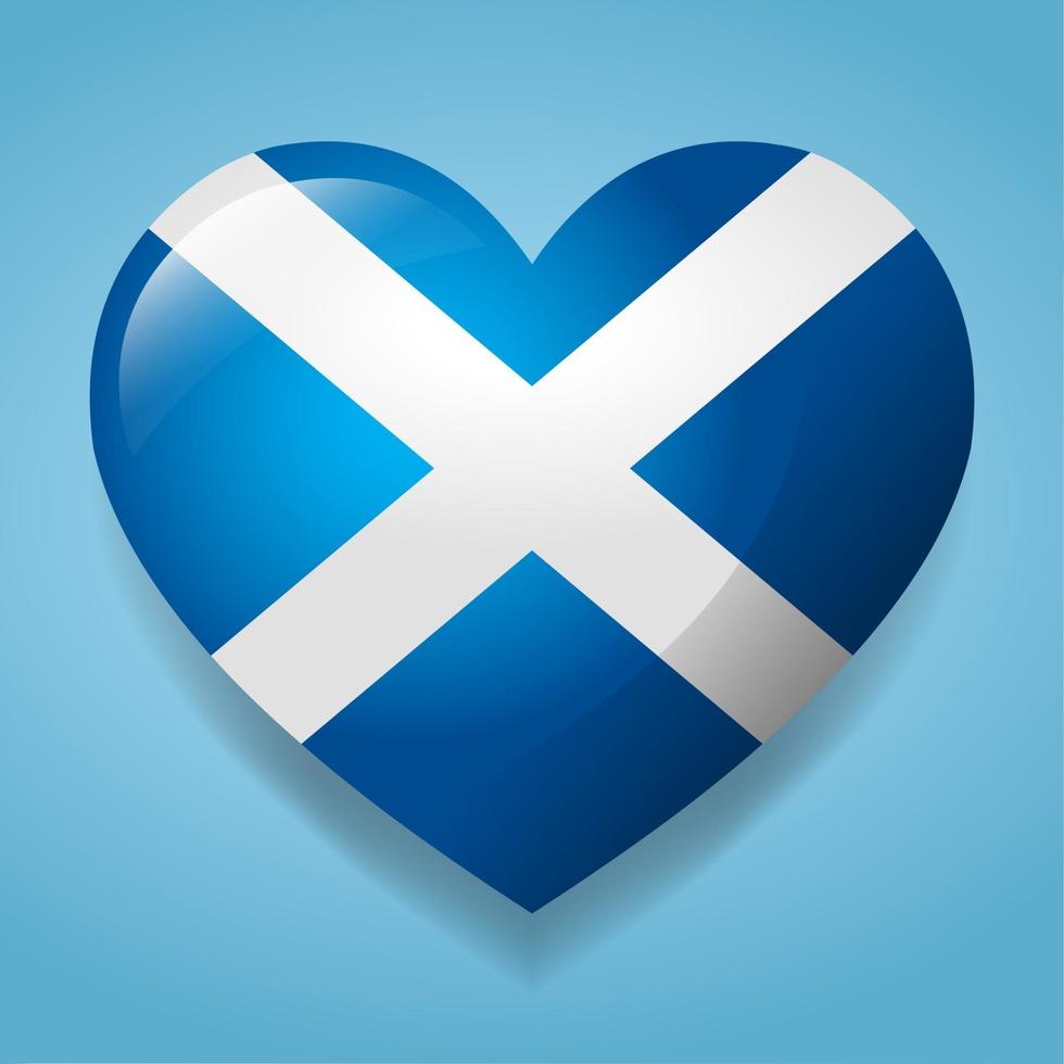 Corazón con ilustración de símbolo de bandera de Escocia vector