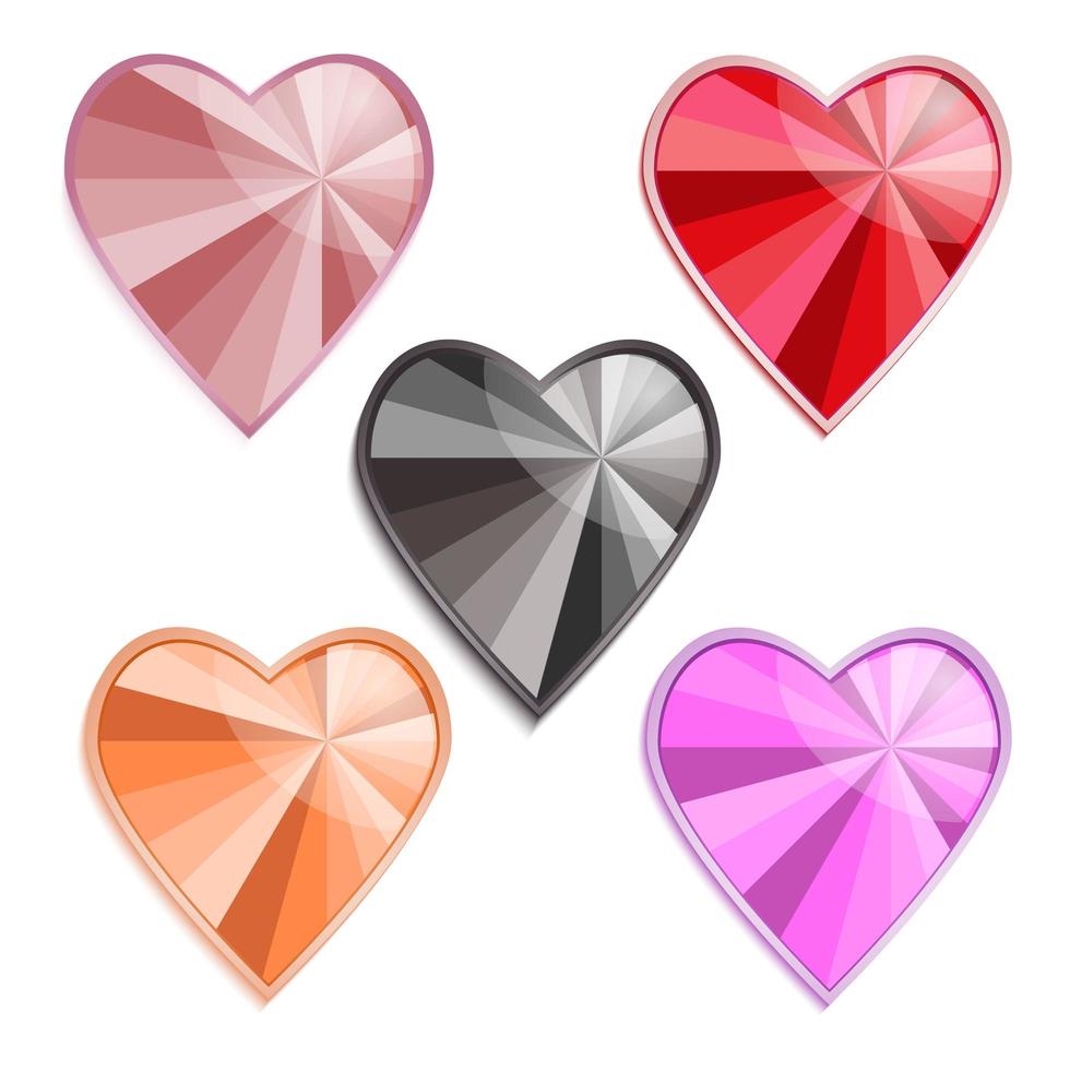 Set of precious hearts vector