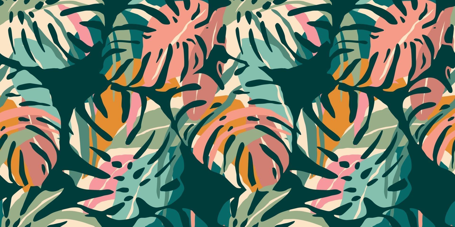 Tropical seamless pattern with abstract leaves. Modern design vector