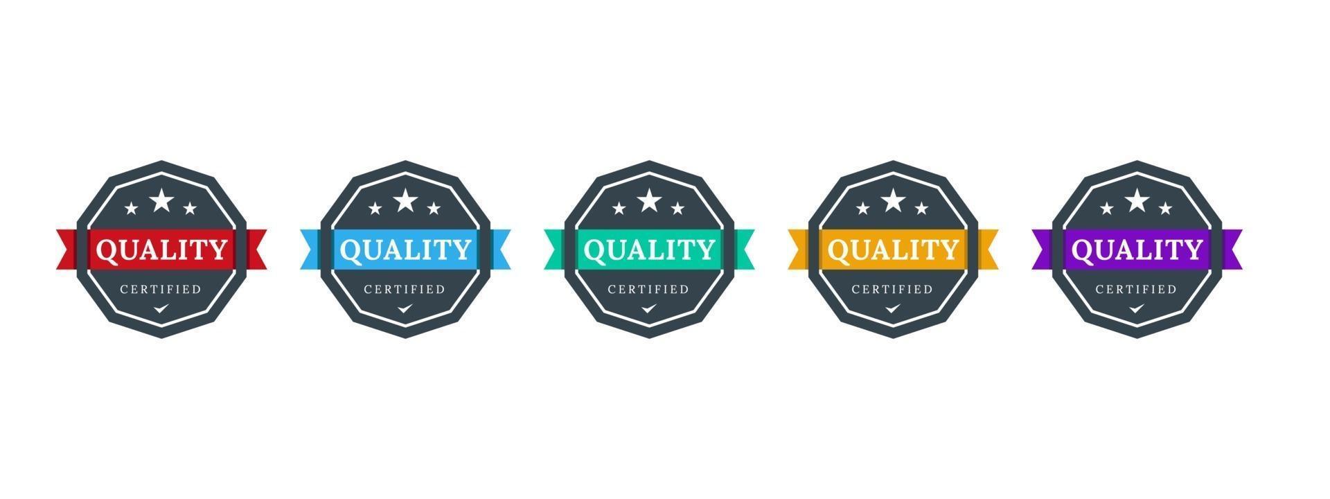 Quality certified logo badge design. QC icon template. Business certificate label checking. Vector illustration.