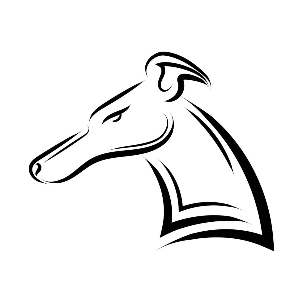 Black and white line art of Greyhound dog head. vector