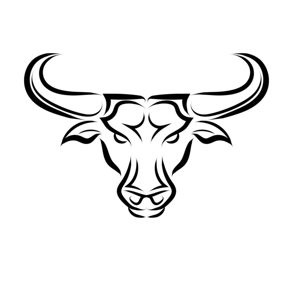 Line Vector Illustration front view of Bull. Sign of the taurus zodiac.