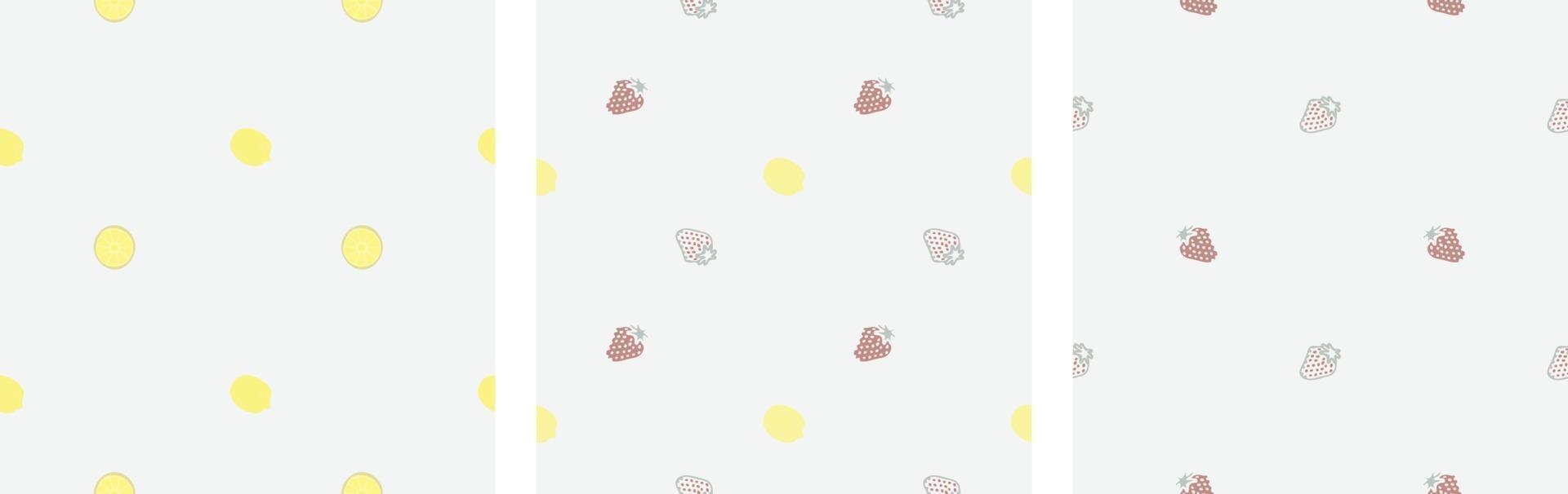 seamless pattern with lemons and strawberries on a white background. vector