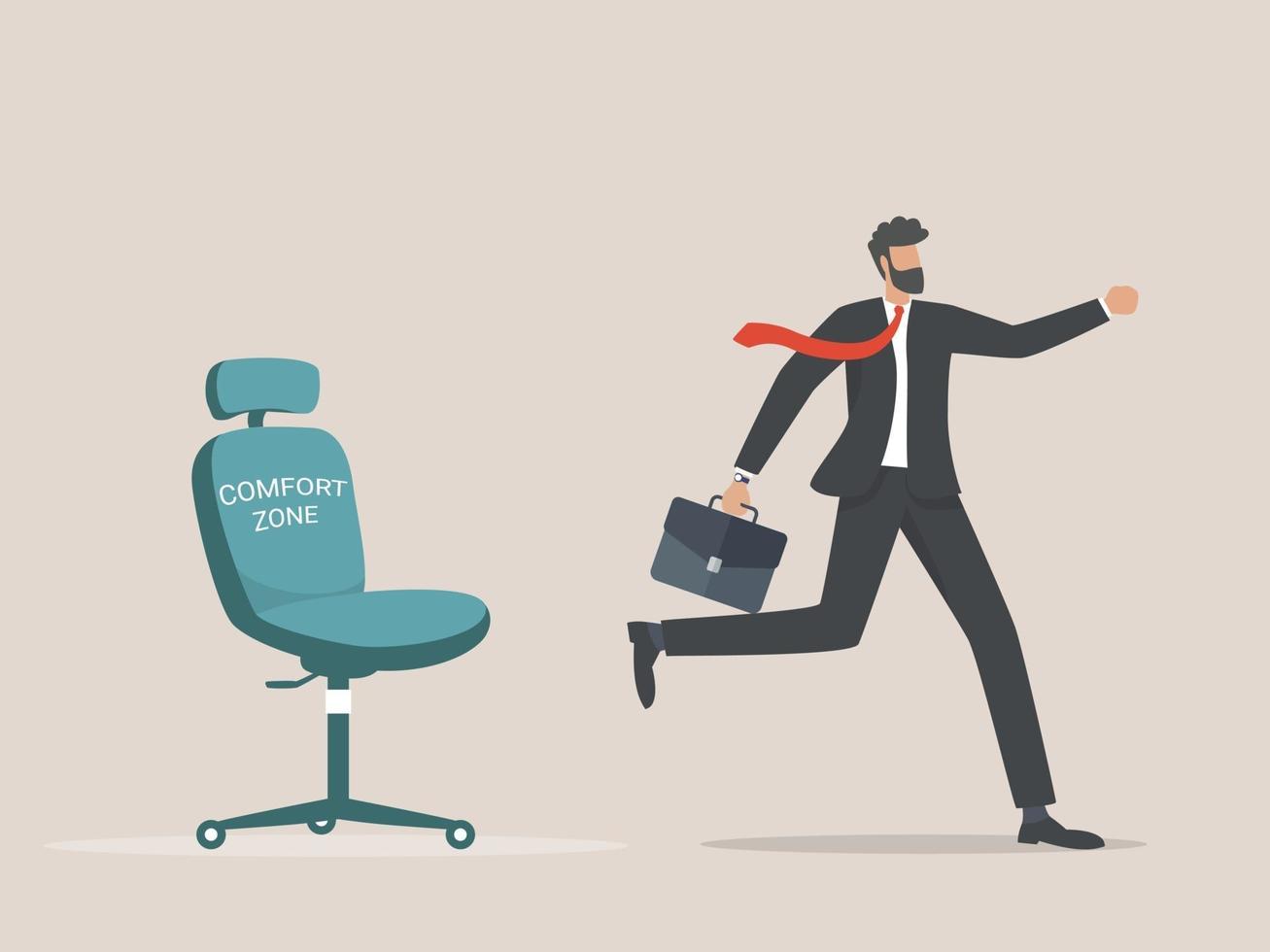 Businessman Running out of the comfort zone to success vector