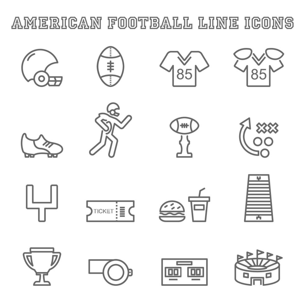 iconos de la línea de fútbol americano vector