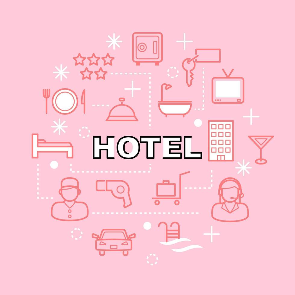 hotel minimal outline icons vector