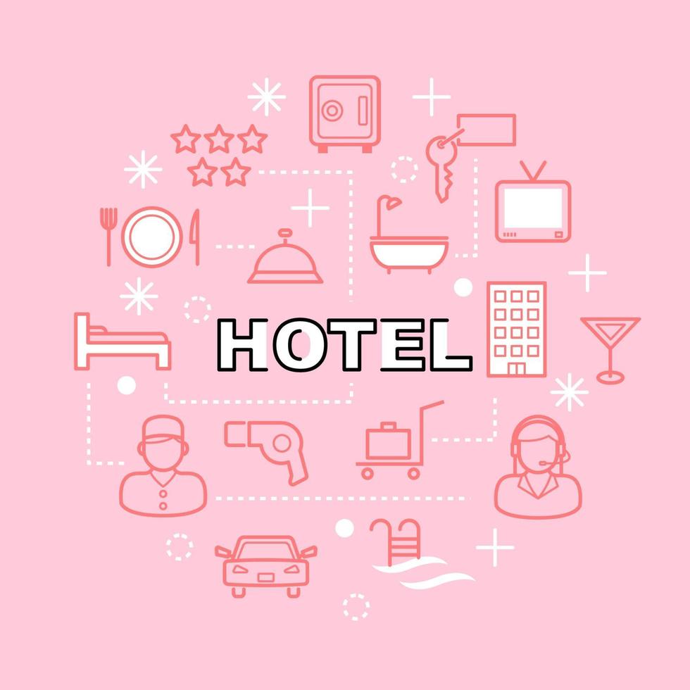 hotel minimal outline icons vector