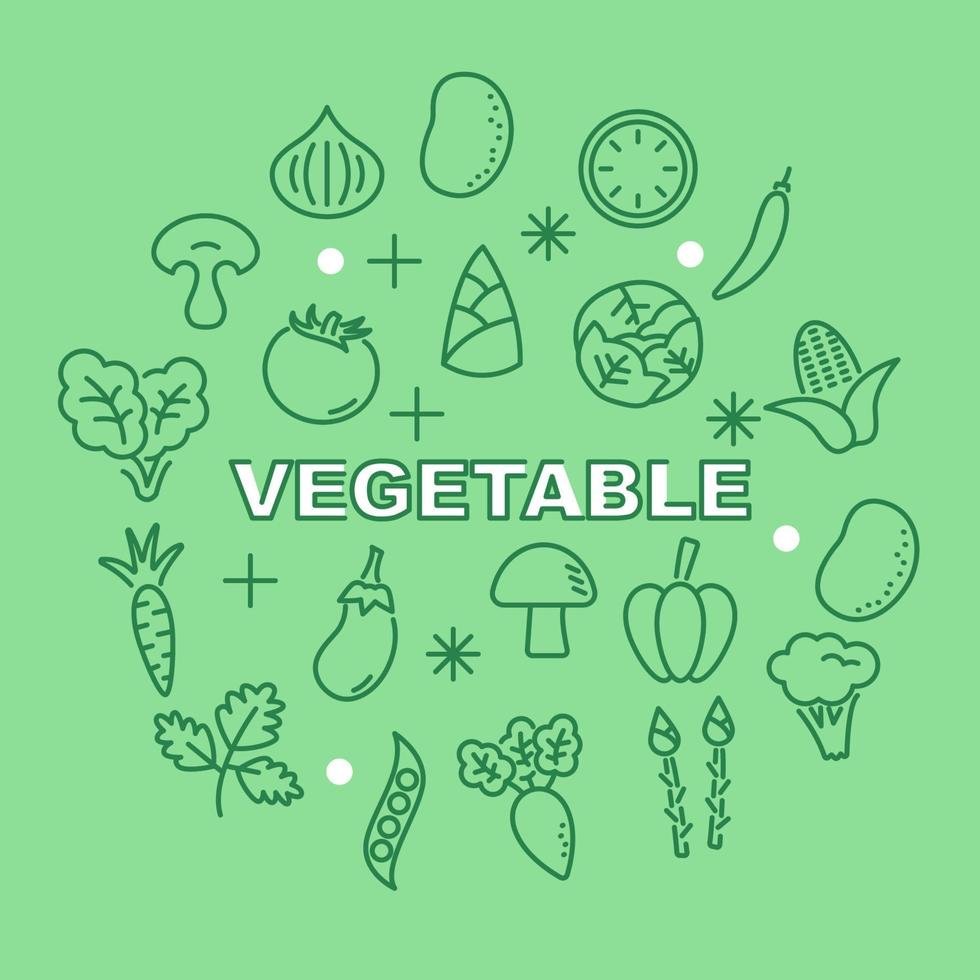 vegetable minimal outline icons vector