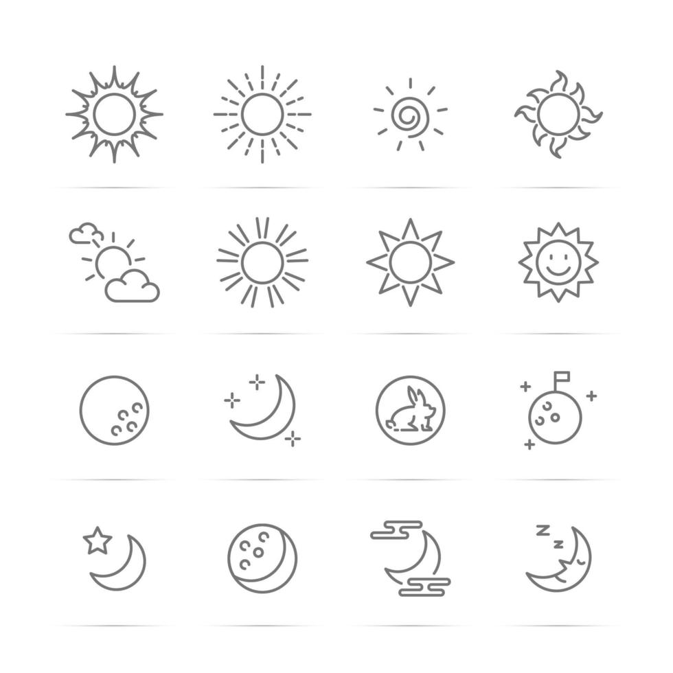 iconos de línea de vector de día y noche