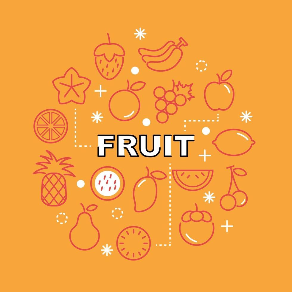 fruit minimal outline icons vector