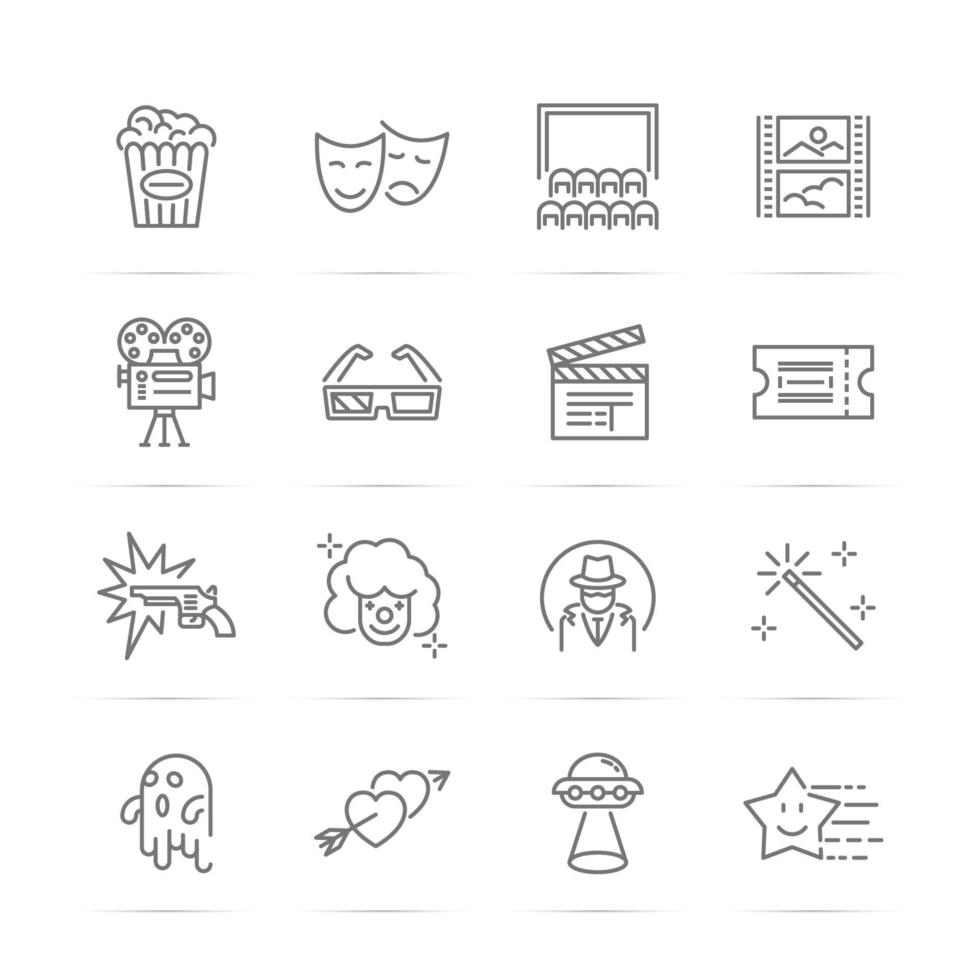 movie and cinema vector line icons