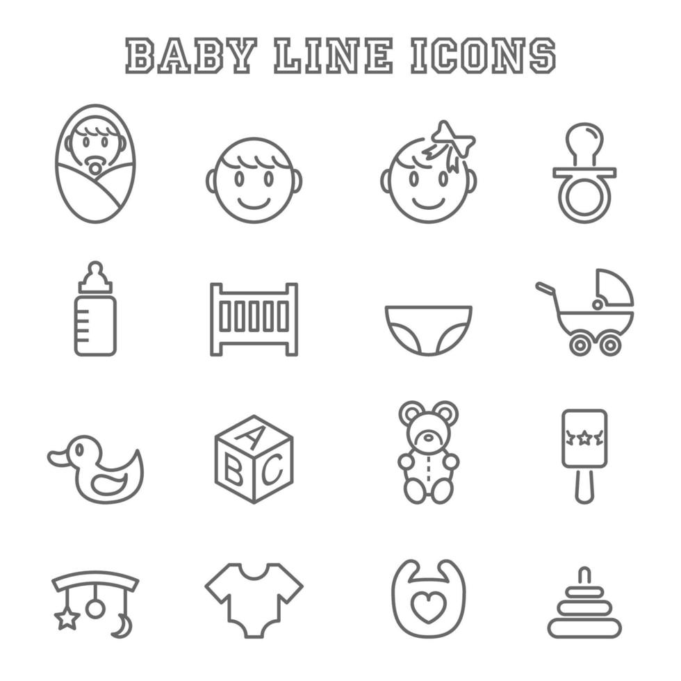 iconos de línea de bebé vector