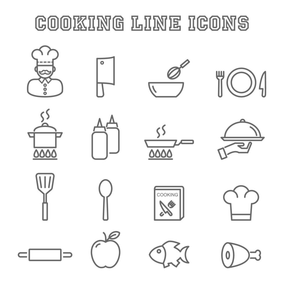 iconos de línea de cocina vector