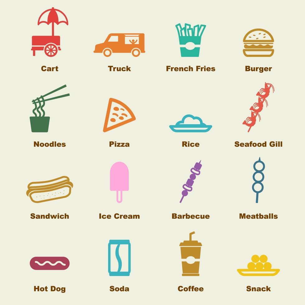 Street food elements vector